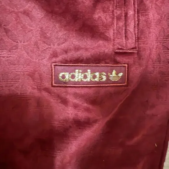 Adidas Originals Monogram Velour Track Trefoil Pants Shadow Red IX6735 Size XS